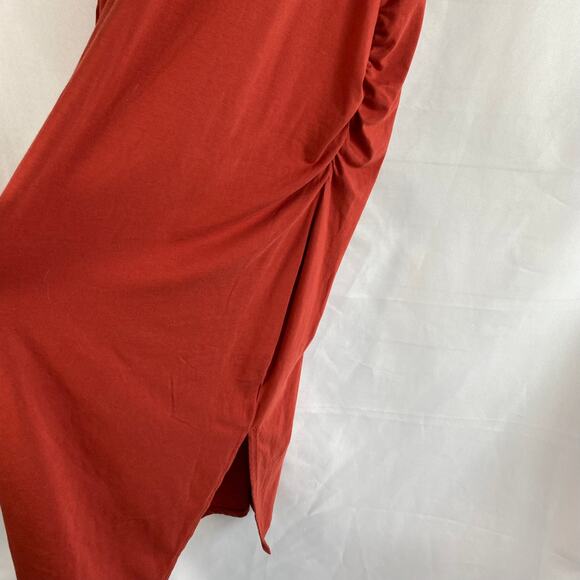 All Worthy Hunter McGrady Tank Dress Women 2X Rust Orange Ruched Midi Stretch - Picture 4 of 6